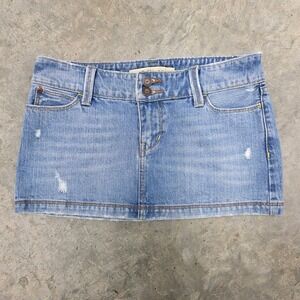 Vintage Y2K Hollister Denim Mini Skirt Light Wash Button Fly Women's Size 0